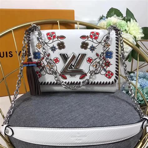 louis vuitton monogram flower twist mm bag m53532 white 2018